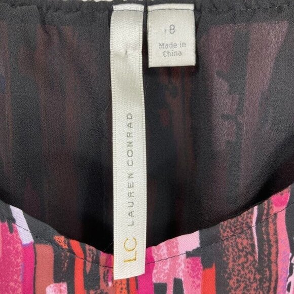 LC Lauren Conrad Sweetheart Neckline Spaghetti Strap Abstract Mini Dress 8 - Picture 4 of 4